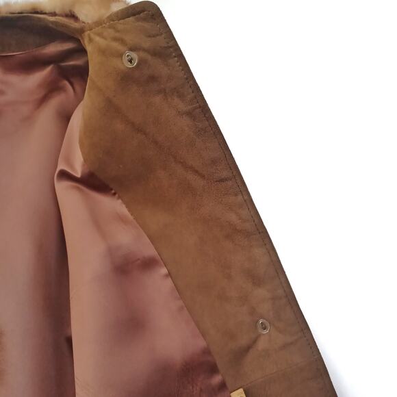 60s Handmade Suede & Fur Swing Coat | Caramel Latte MCM Vintage, Italian Dream - Picture 12 of 13